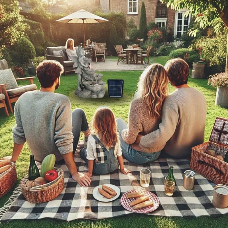 Dekorační fontána v kamenném a elegantním stylu